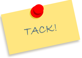 Post-it med Tack skrivet på