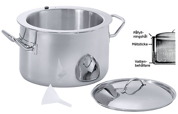 Grötkokare med lock rostfri Ø22cm h14cm 3L