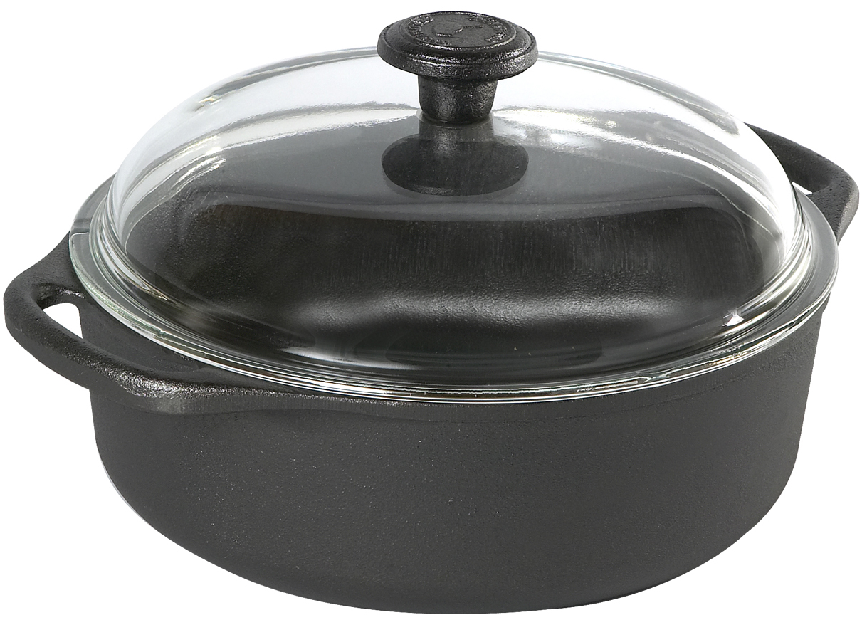 Gryta gjutjärn med glaslock Ø25cm h16cm 3L
