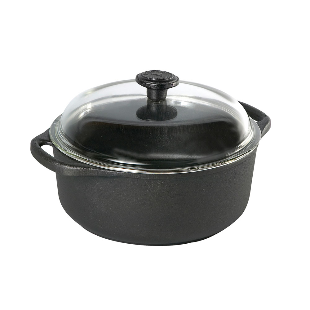 Gryta gjutjärn med glaslock Ø25cm h17cm 4L
