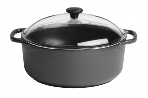 Gryta gjutjärn med glaslock Ø29cm h18cm 5,5L