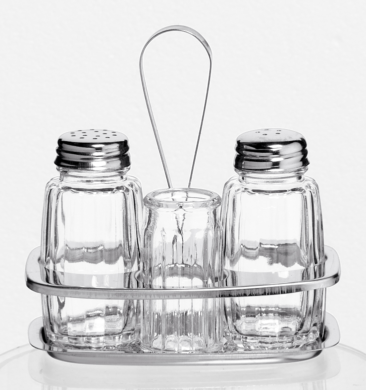 Kryddställ 3-delar glas/rostfri h13cm