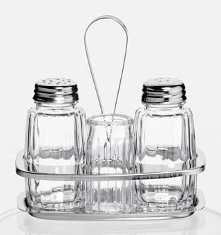 Kryddställ 3-delar glas/rostfri h13cm