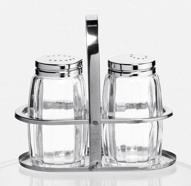 Kryddställ 2-delar glas/rostfri h10cm