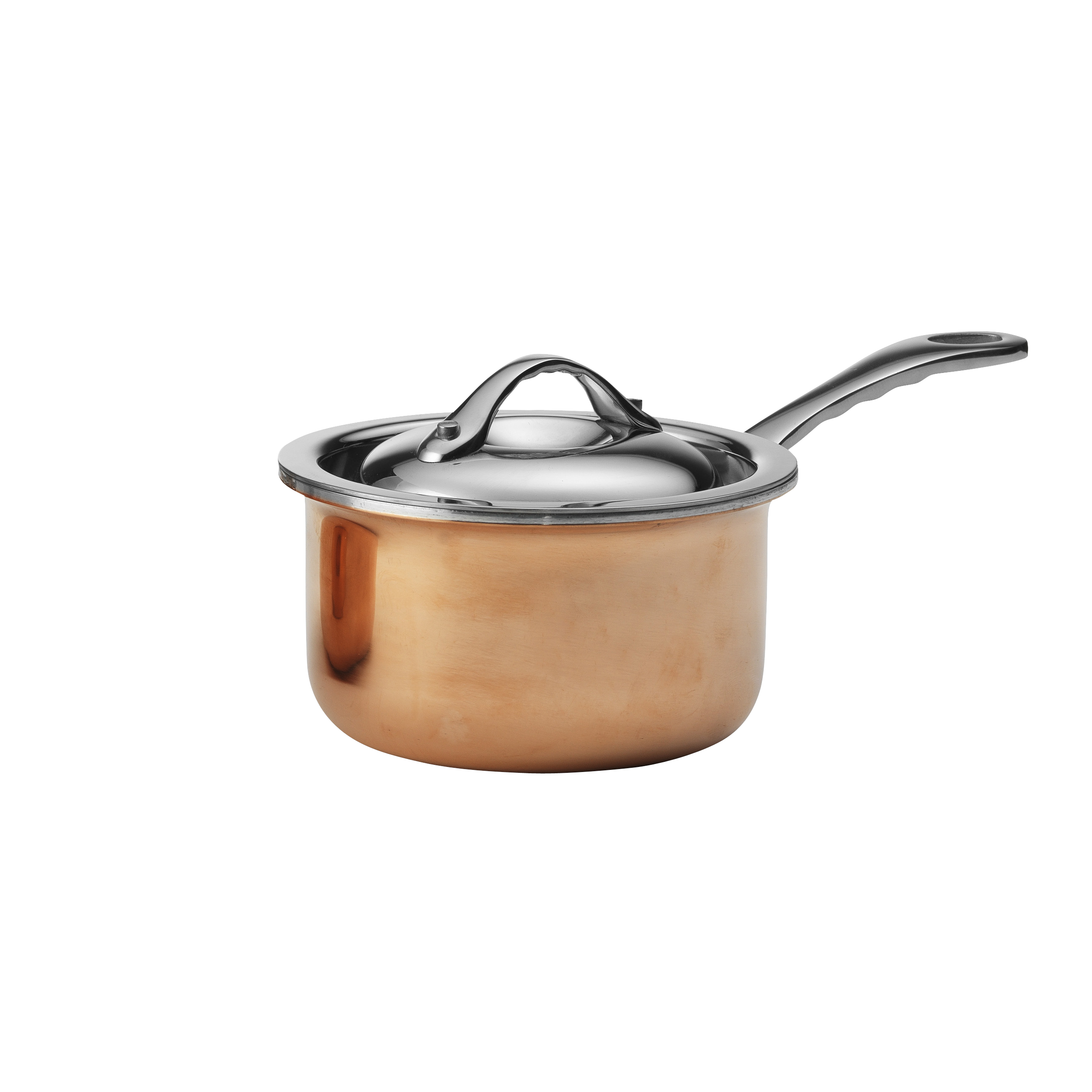 Minikastrull med lock 3-skikt
koppar-aluminium-rostfri Ø9cm h5,5cm