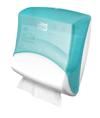 Dispenser W4 vikta dukar System Top pack
42,7x20,6x39,4cm vit/turkos