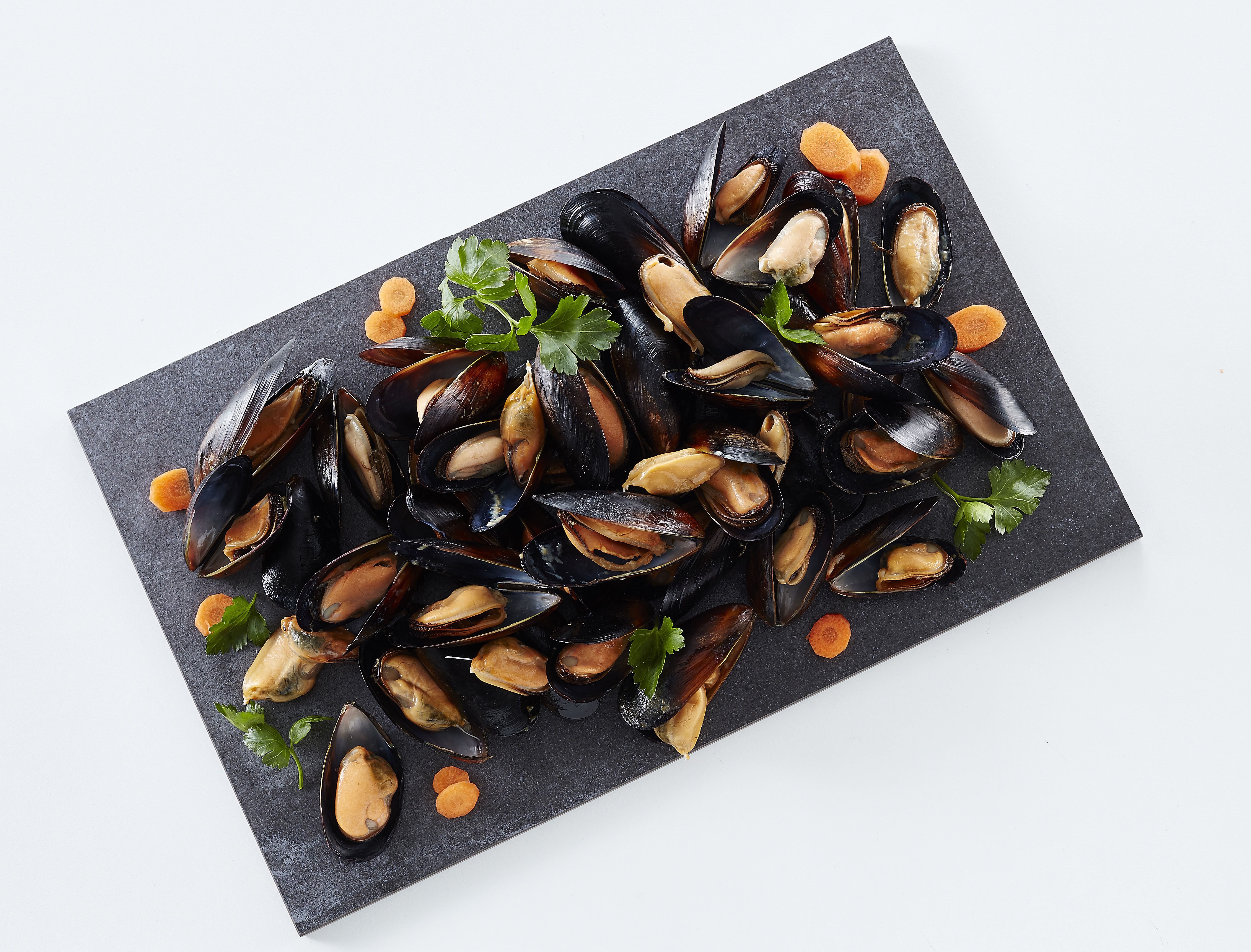 Blåmusslor med Skal Förkokta