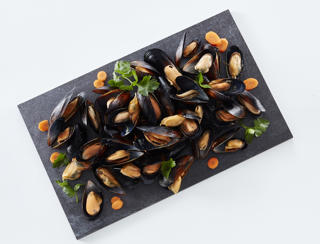 Blåmusslor med Skal Förkokta