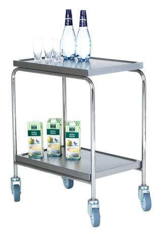 Minirullbord 2 hyllor helt rostfri 60x40x81cm