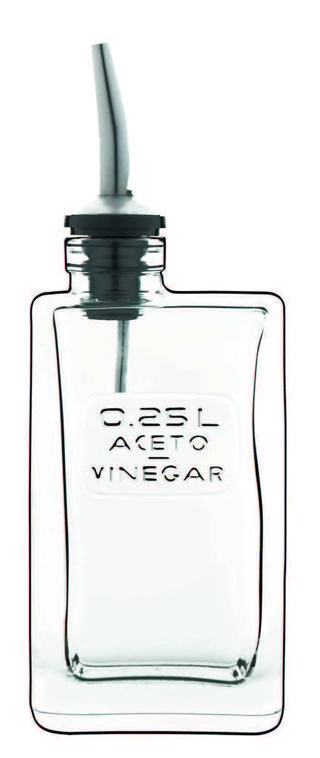 Vinägerflaska med text glas