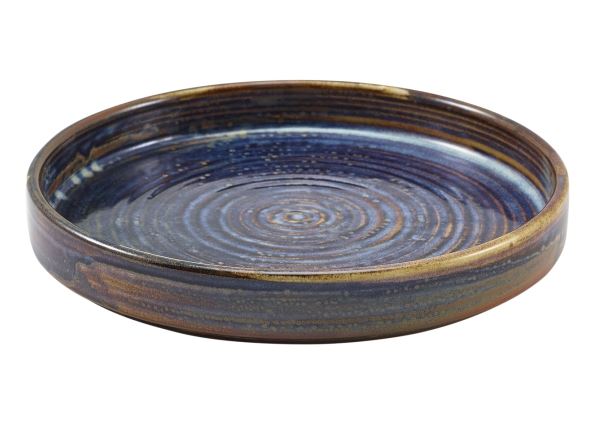 Terra tallrik flat hög kant blå Ø18cm