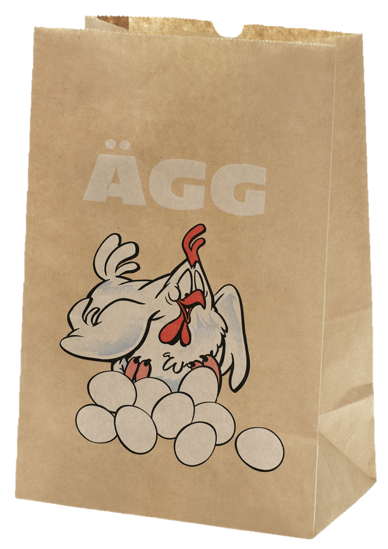 Papperspåsar Ägg SOS brun med dekor