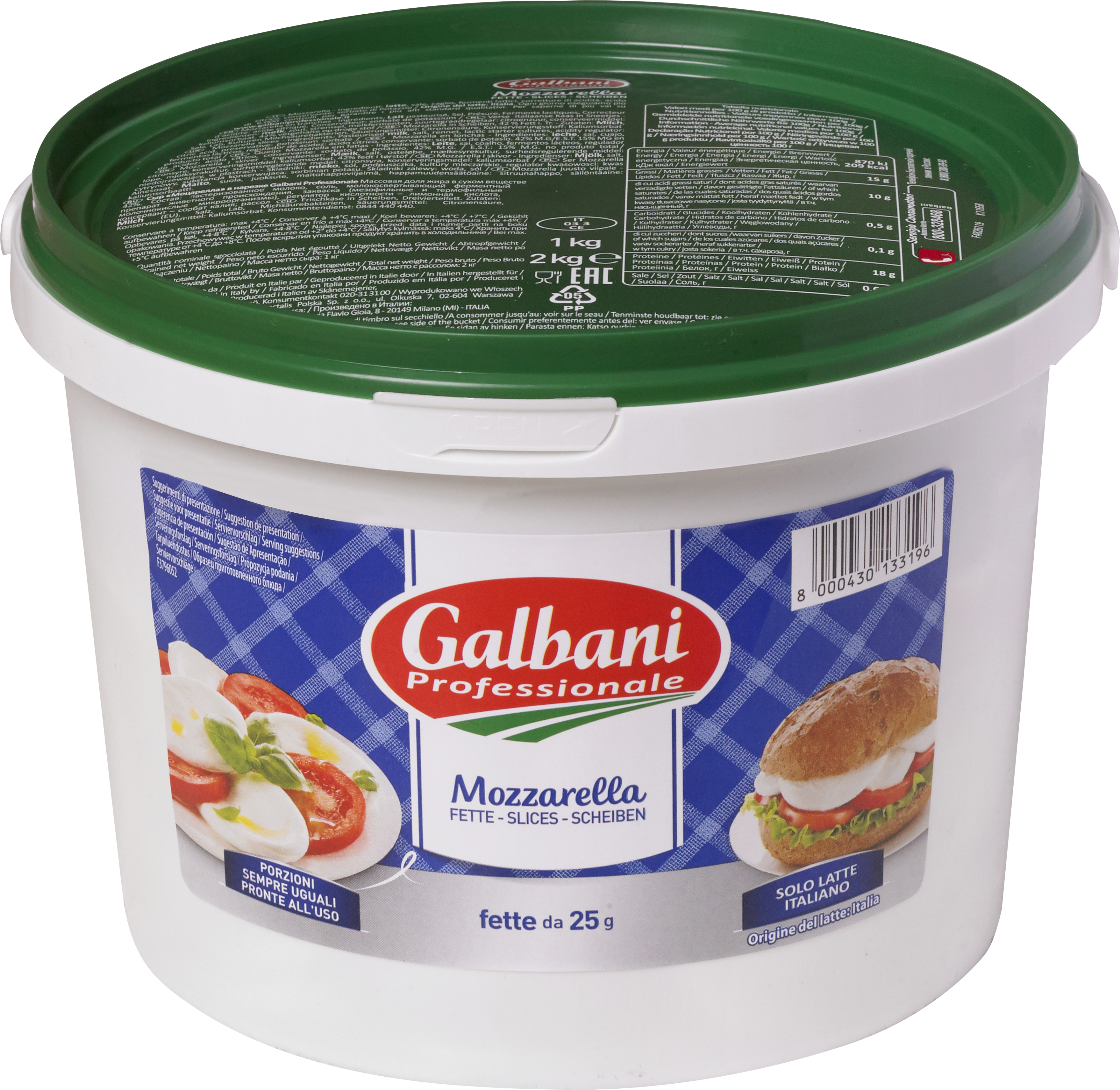 Mozzarella i Skivor 15%