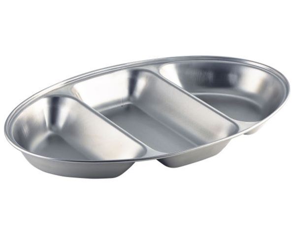 Uppläggningsfat 3-fack Rostfri 35x21x4cm