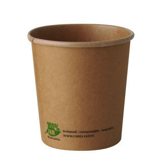 Soppskål Kartong+PLA 470ml ø99x99mm brun Pure