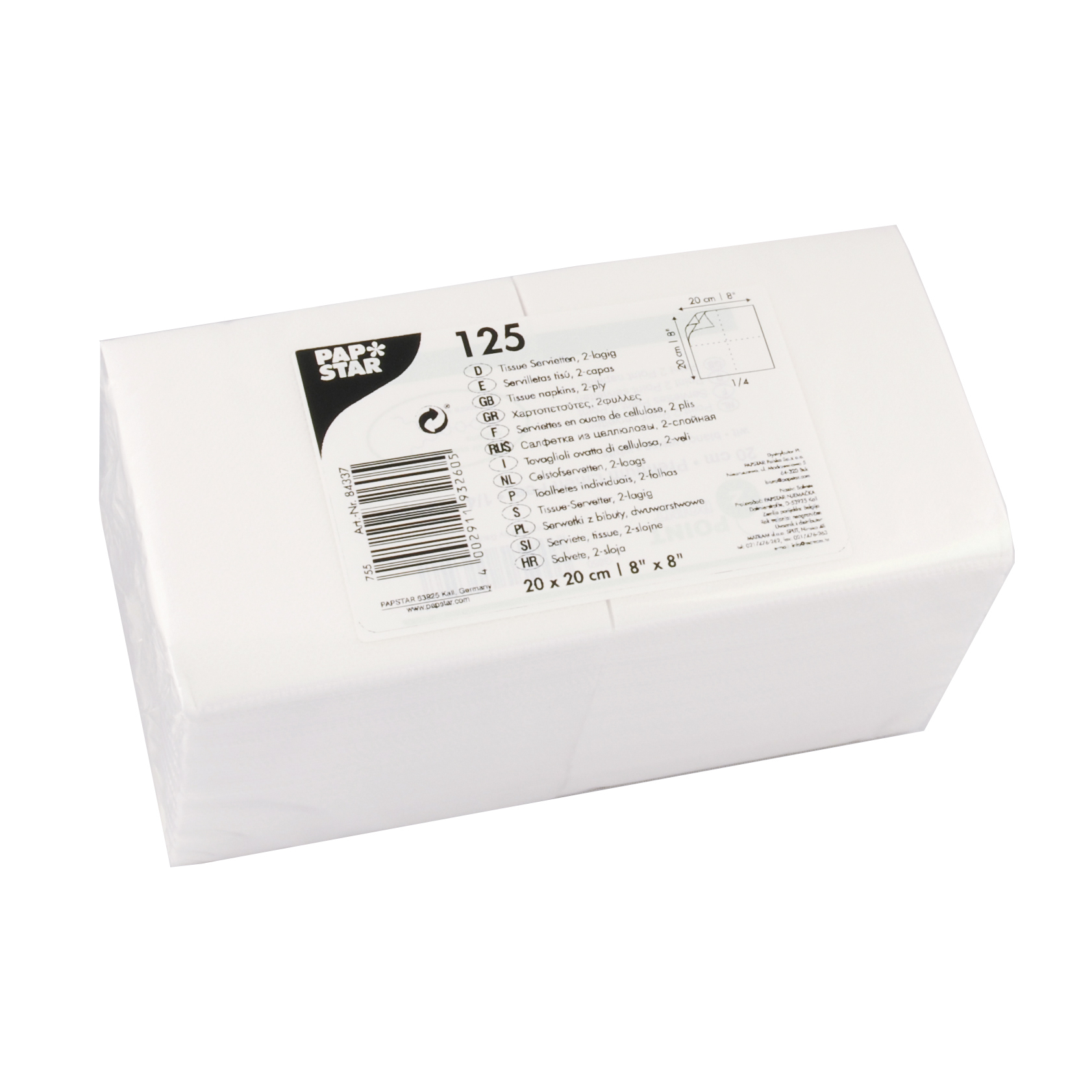 Servett vit 20x20 cm