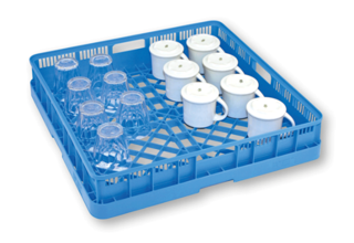 Diskkorg blå för glas och koppar 50x50cm