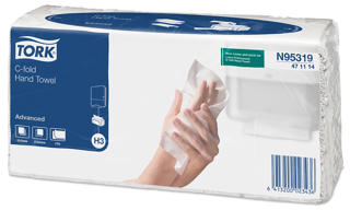 Handduk H3 C-fold Advanced 2-lag 27,5x24cm vit