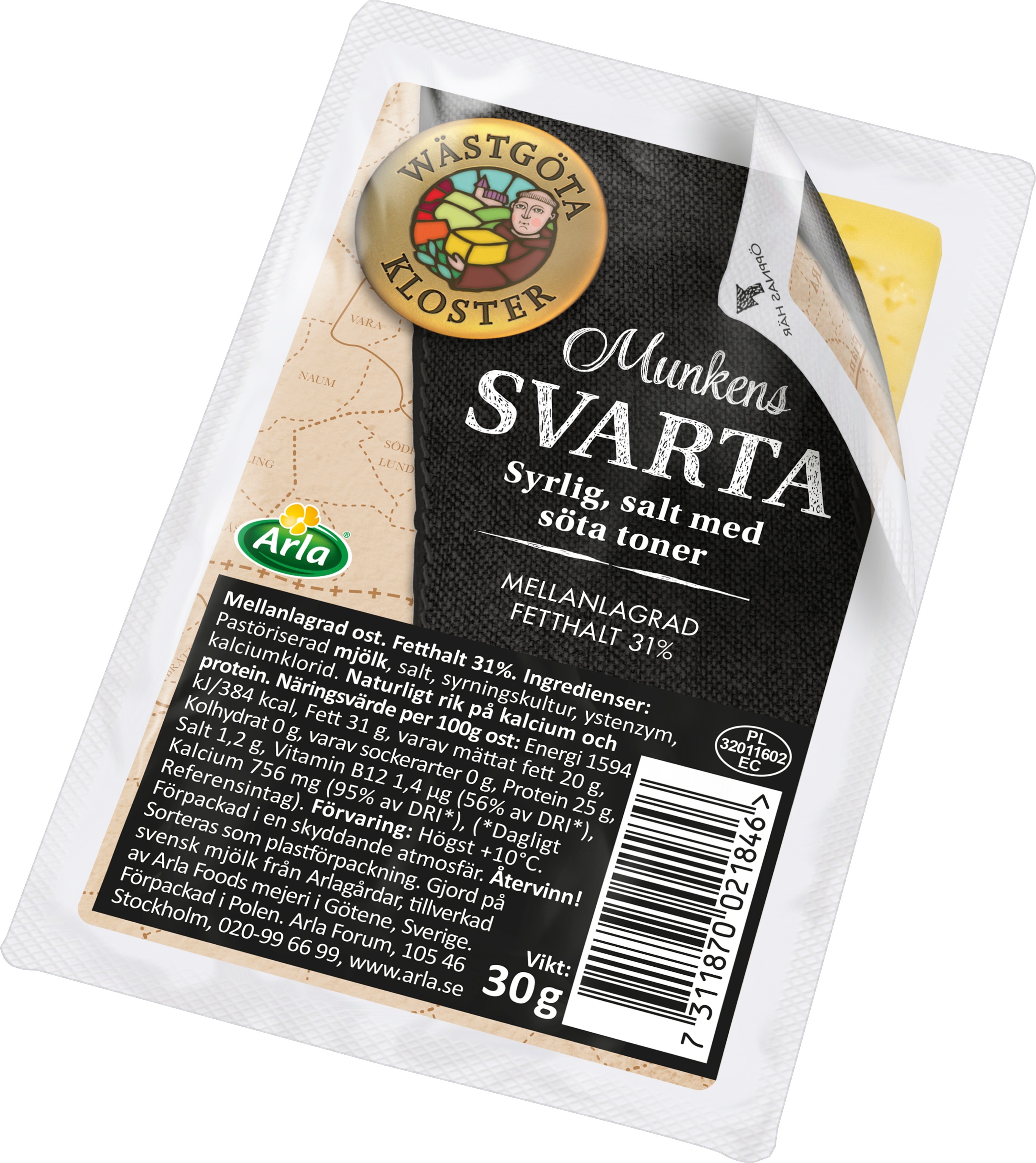 Munkens Svarta 31% 15g skivad portion