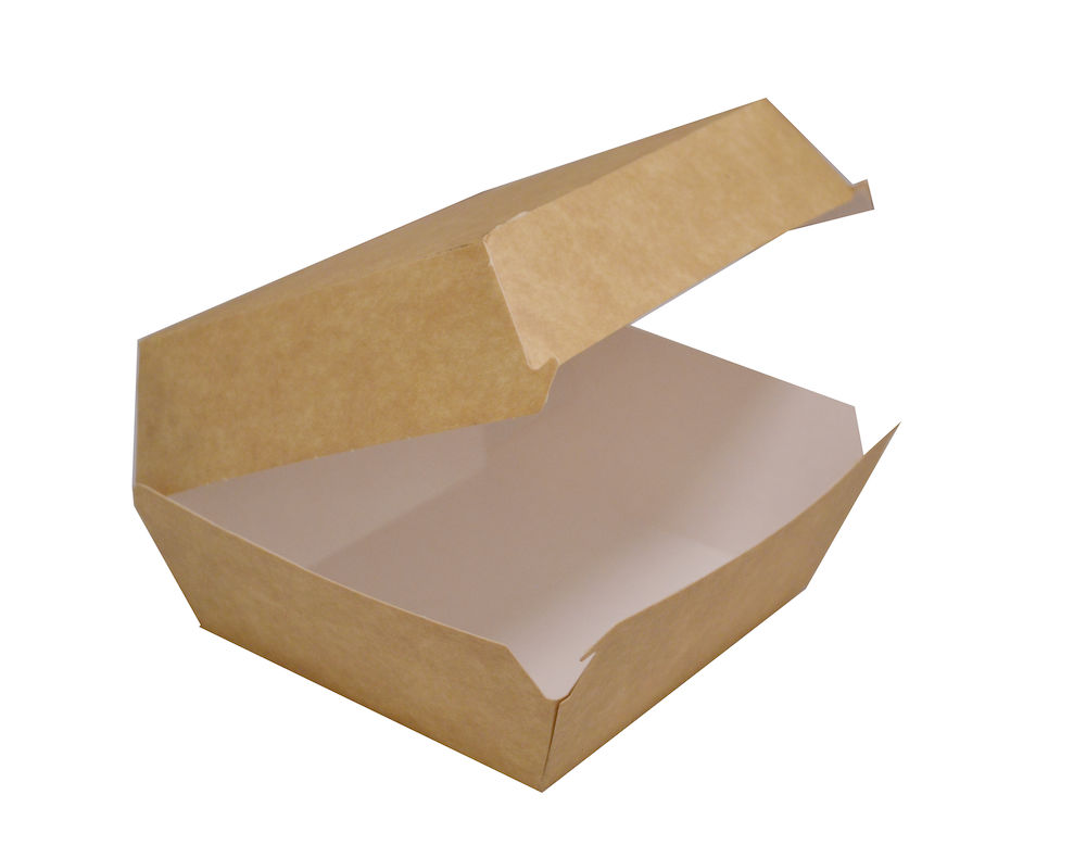 Hamburgerbox Kartong 12x12x8cm brun/vit