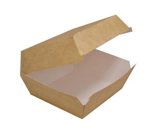 Hamburgerbox Kartong 12x12x8cm brun/vit