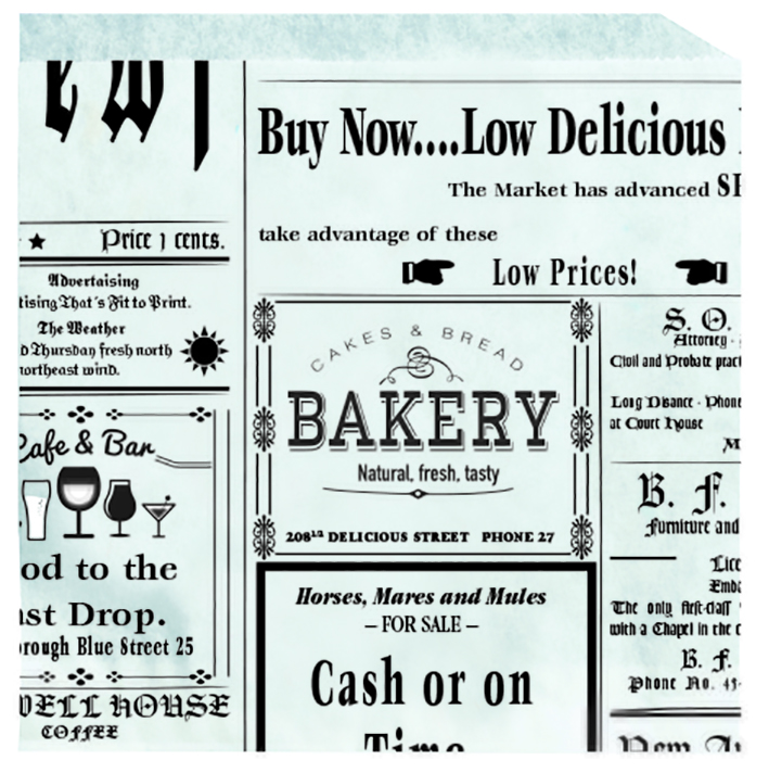 Hamburgerficka Smörpapper Deli News 18x17cm
vit/svart