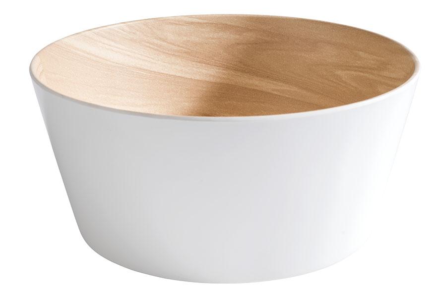 Frida Skål Melamin Vit/Trämönstrad Ø22cm 
H10,5cm 2,2L