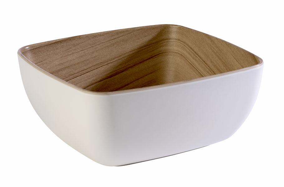 Frida Skål Melamin Vit/Trämönstrad GN 1/6 H7,5cm 
1L