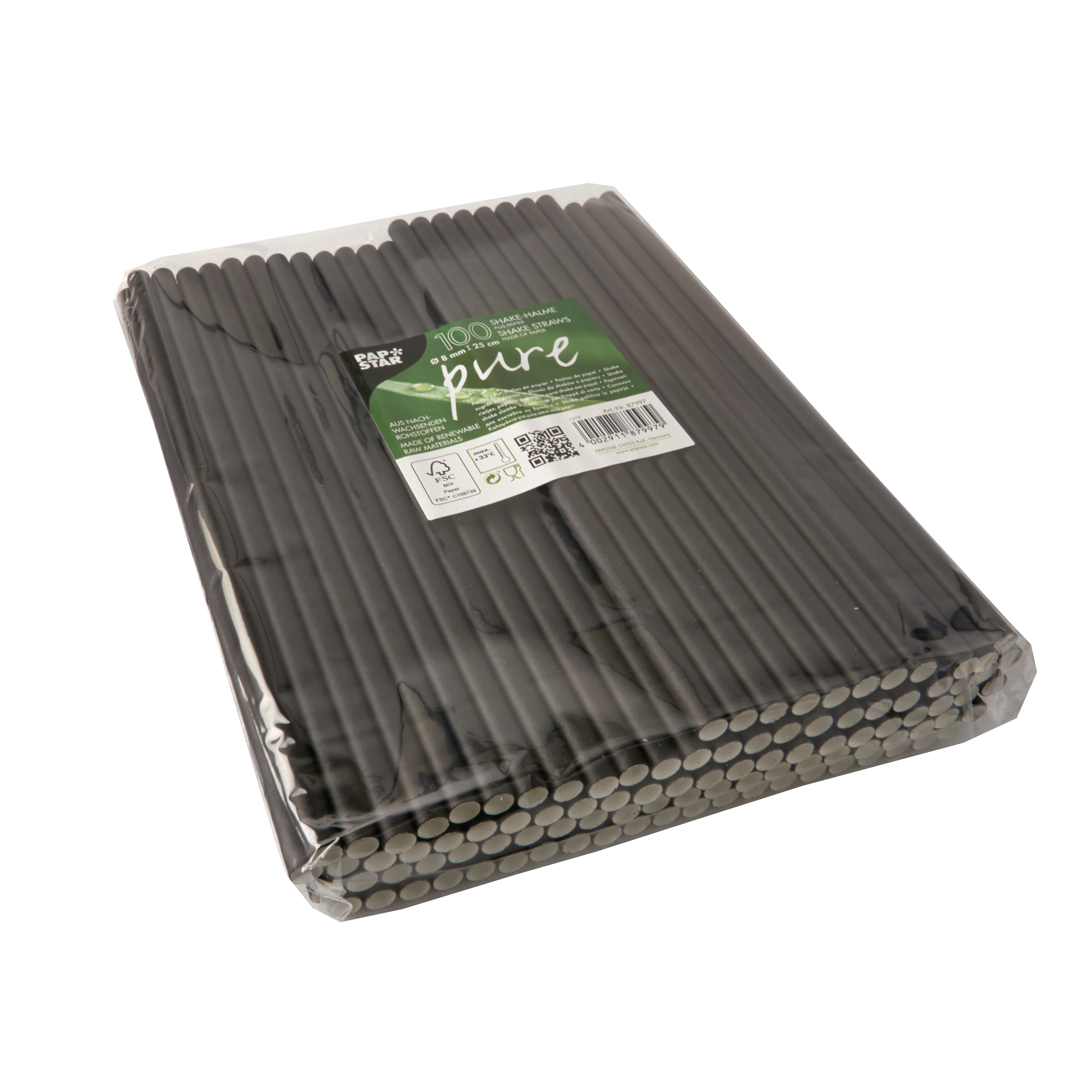 Sugrör Papper Pure 0,8x25cm Svart