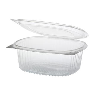 Box RPET oval med vidhängande lock sallad Klar
1000 ml