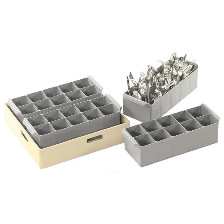 Bestickkorg 10-fack plast grå 49x18x14cm PP