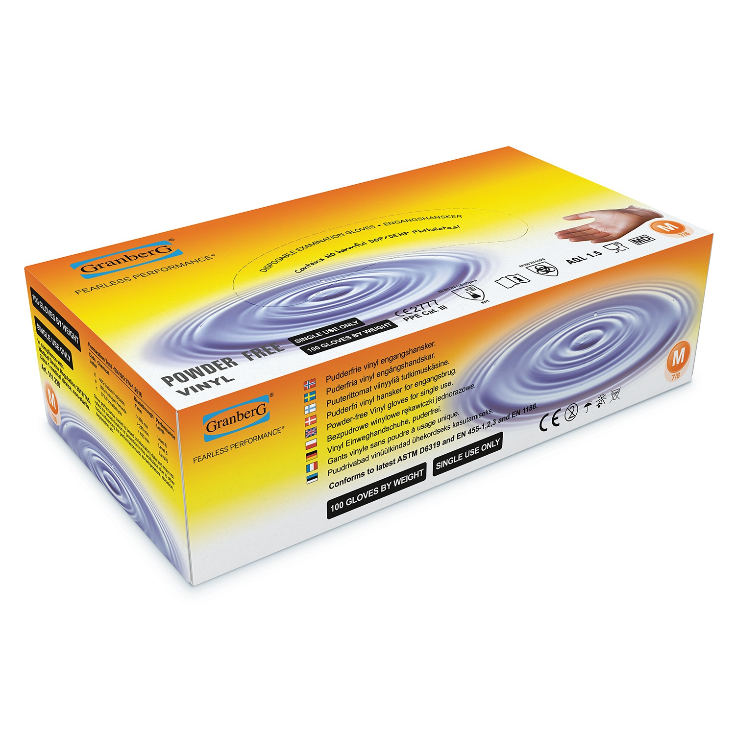 Vinylhandskar AQL 1,5 puderfri XL