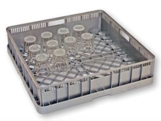 Diskkorg för glas och koppar hög grå 50x50cm