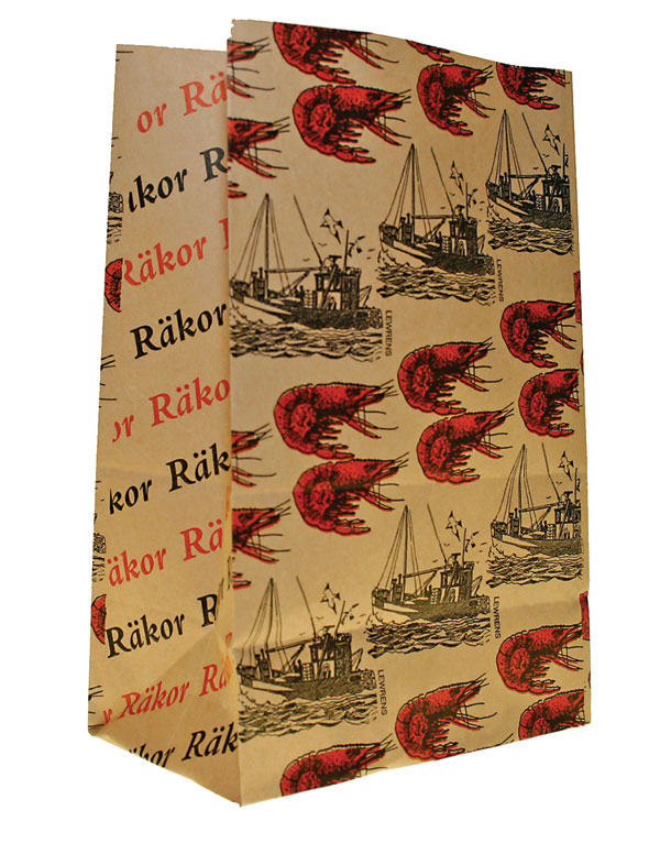 Räkpåsar papper 1kg 160x90x270mm brun med mönster