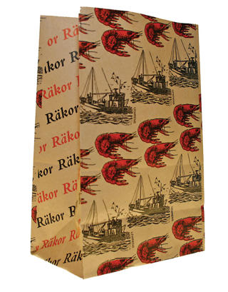 Räkpåsar papper 1kg 160x90x270mm brun med mönster