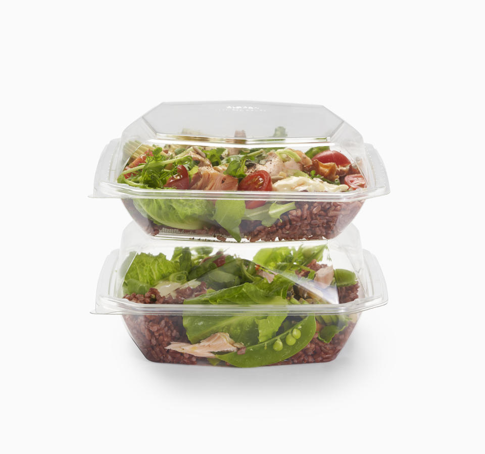 Box Octaview rPet med vidhängade lock
800ml 185x185x90mm transparent