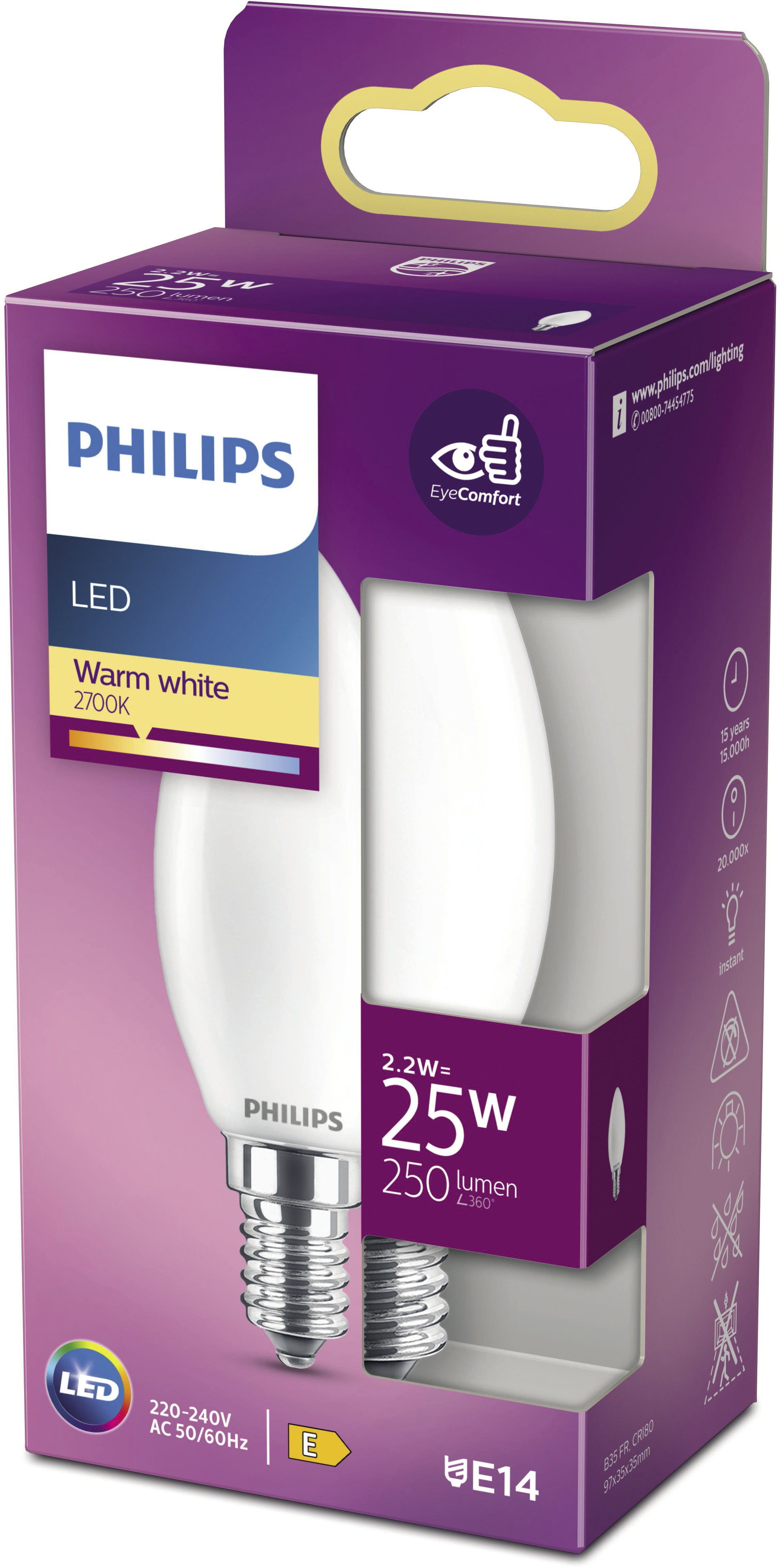 LED-lampa Classic 25W B35 E14 Frostad