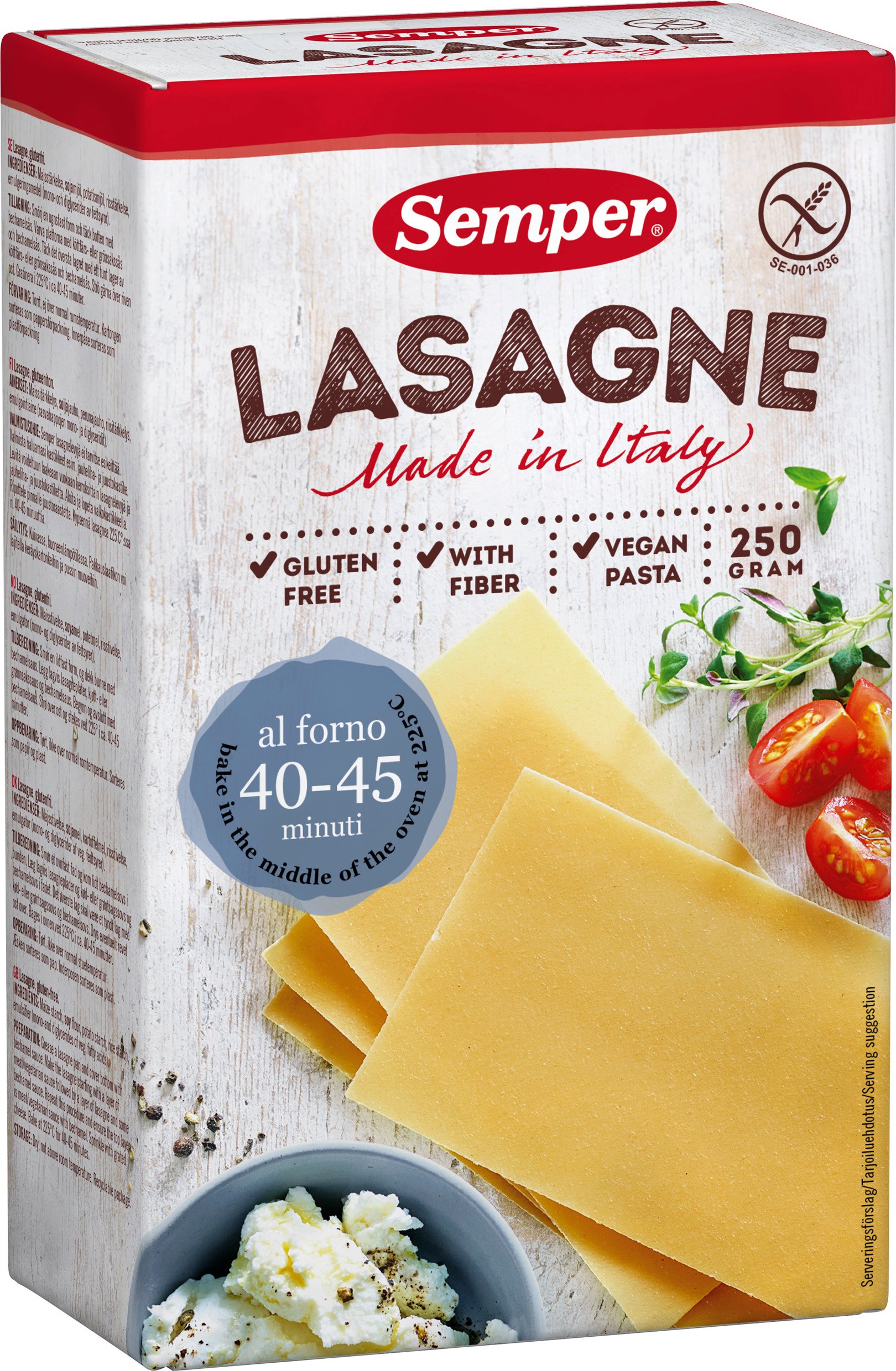 Lasagneplattor Glutenfri