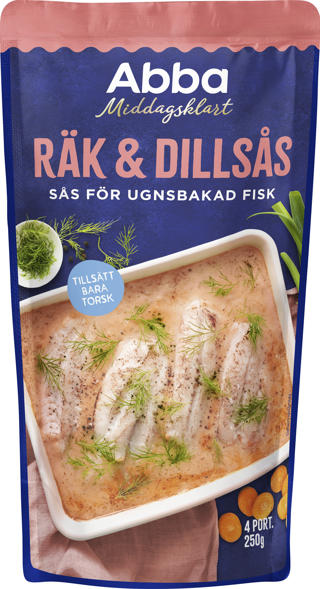 Räk & dillsås för ugnsbakad torsk