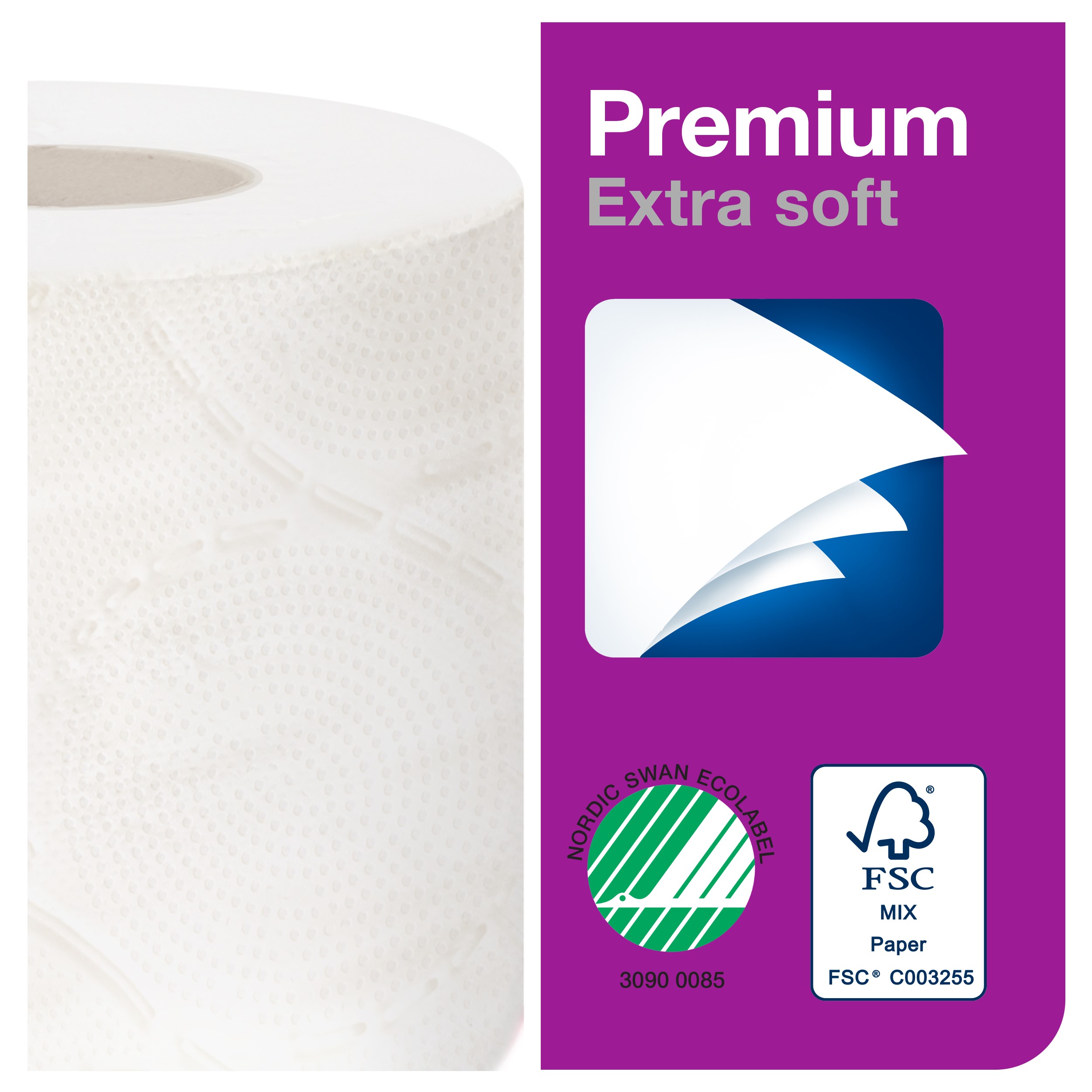 Toalettpapper T4 Premium extra mjukt 3-lager 
9,8cmx19,1m vit