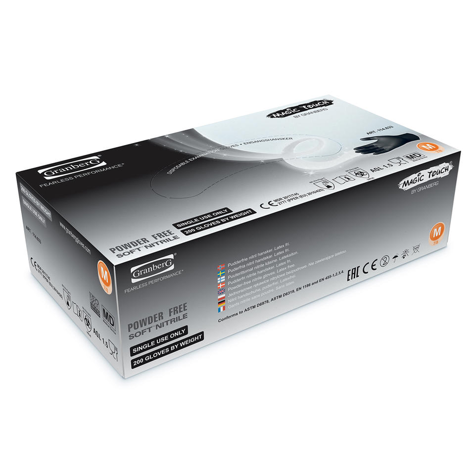 Nitrilhandskar puderfri extra tunna magic
Touch svart extra large