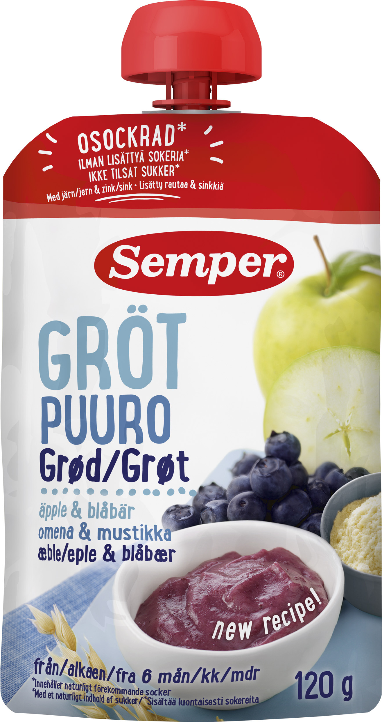 Gröt Äpple & Blåbär 6 Mån