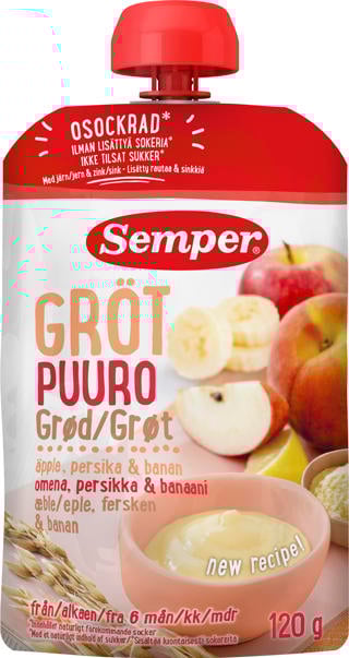 Gröt Äpple & Persika 6 Mån
