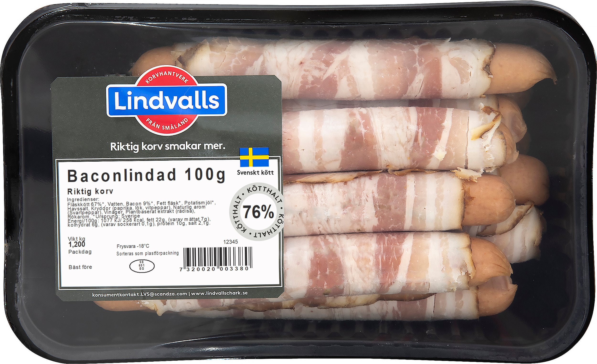 Grillkorv Baconlindad