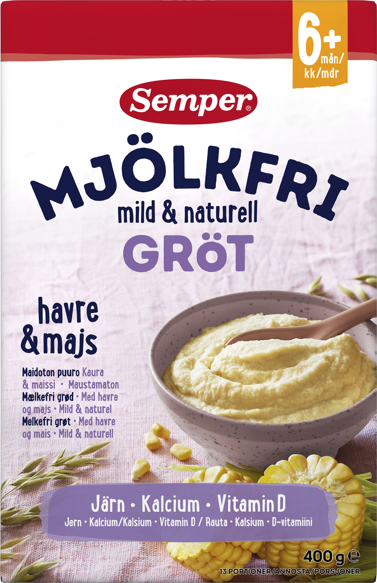 Gröt Naturell Havre & Majs Mjölkfri 6 Mån