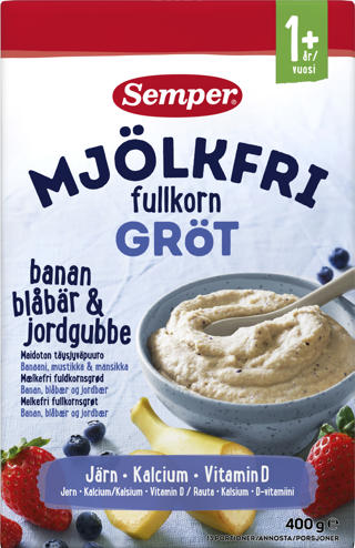 Fullkornsgröt med Bär Mjölkfri 1 År