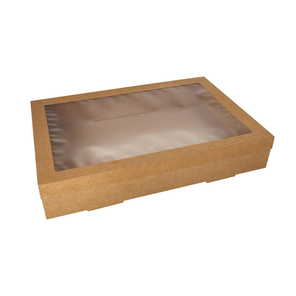 Cateringbox 8x31x45 med fönster av PET brun