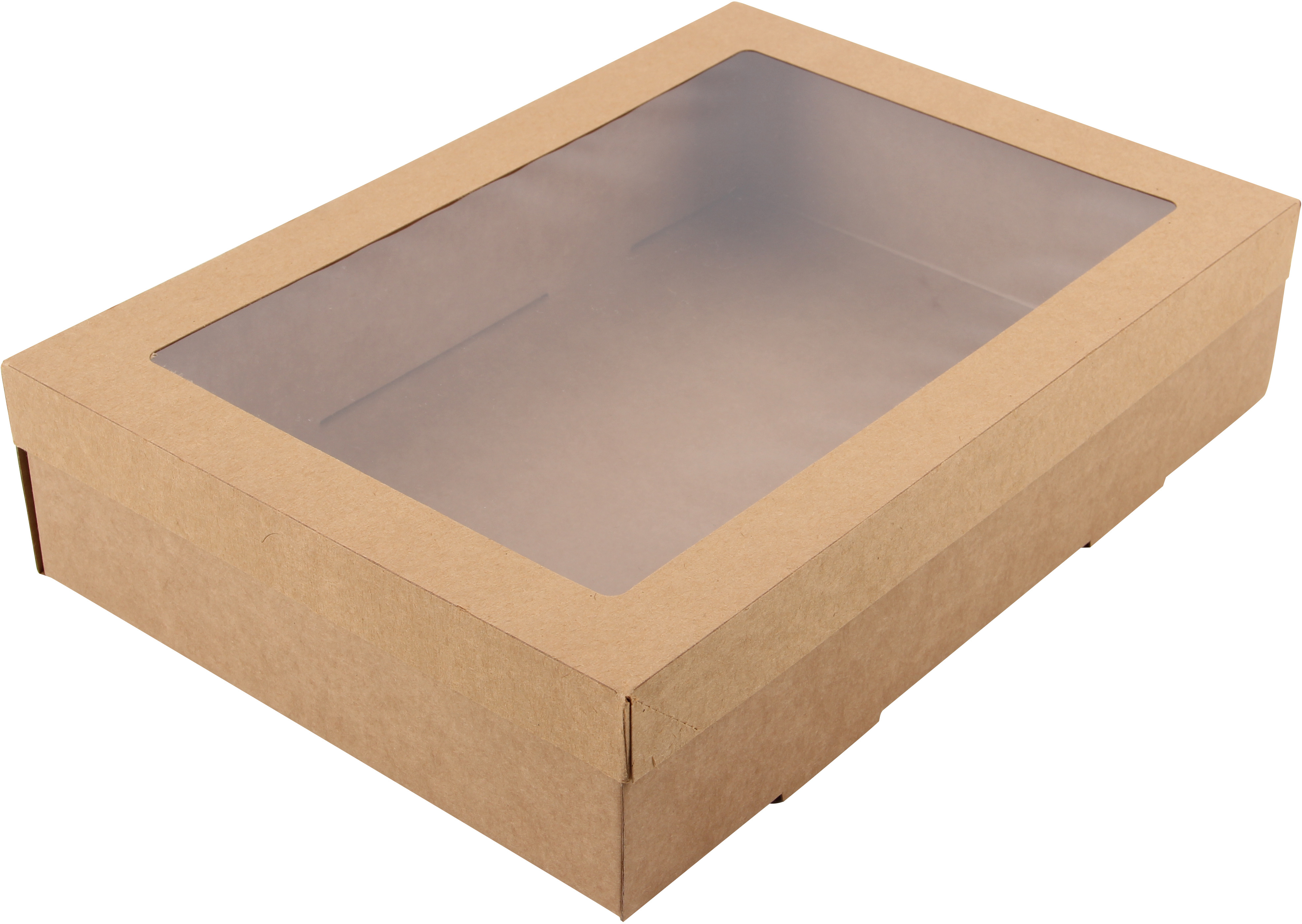 Cateringbox 8x25,2x35,9 med fönster av PET brun