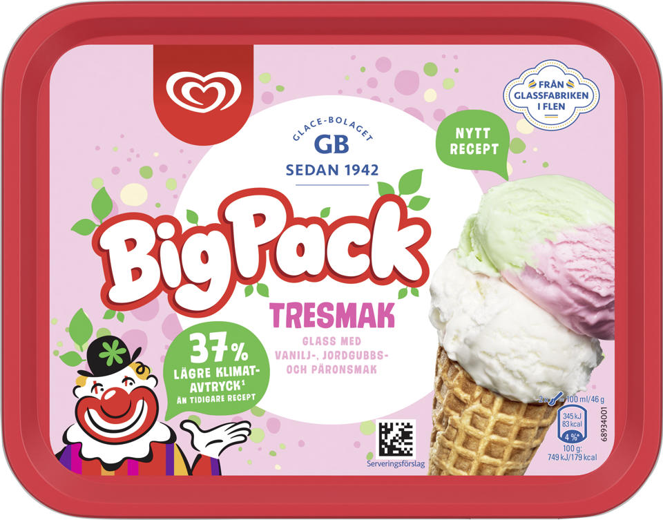 Glass Big Pack tre smak
vanilaj, päron och jordgubb