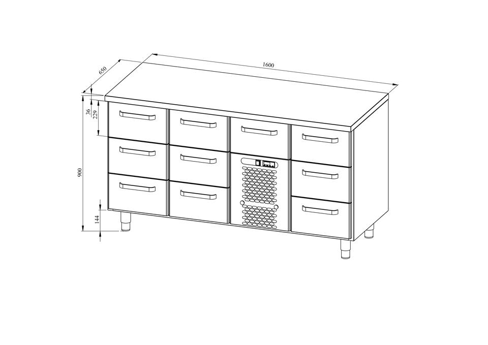 VLE-16010 Livsmedelskylbänk